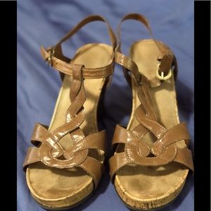 Aerosoles Dark Tan Wedge Sandals 11M